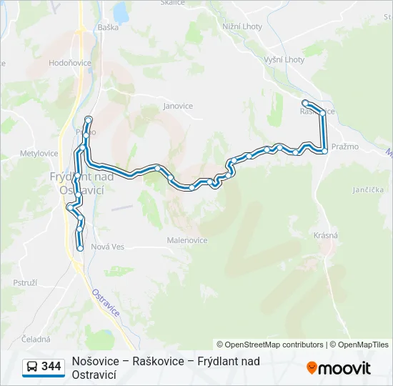 344 Bus Line Map