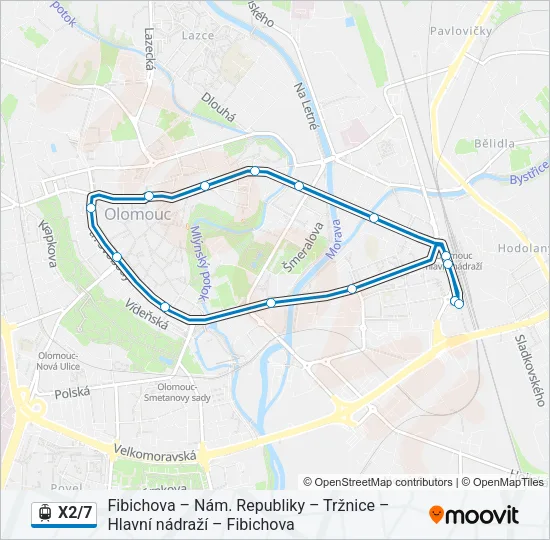 X2/7 Light Rail Line Map