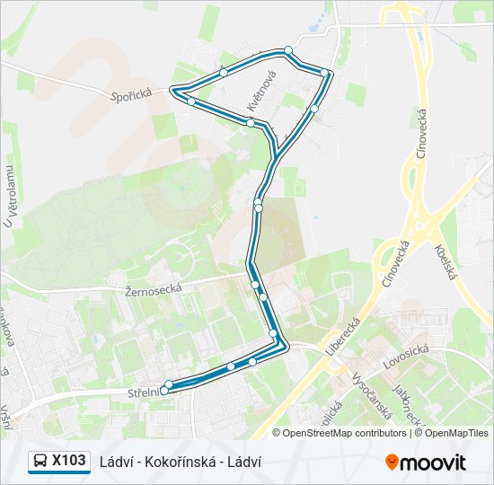 Автобус X103: карта маршрута