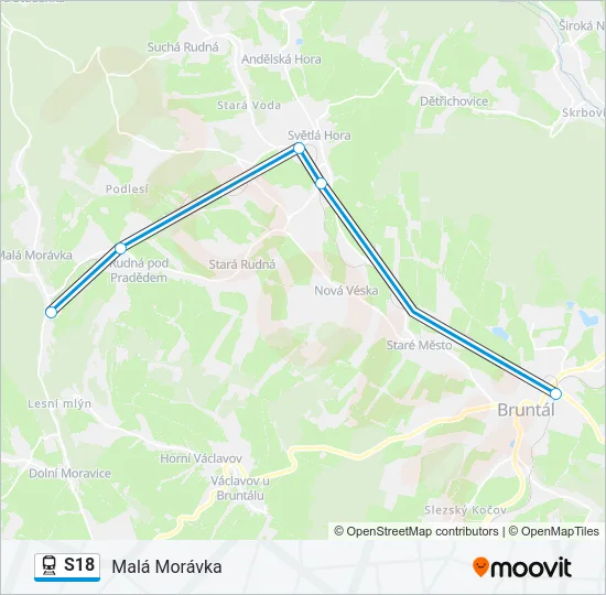 Поезд S18: карта маршрута