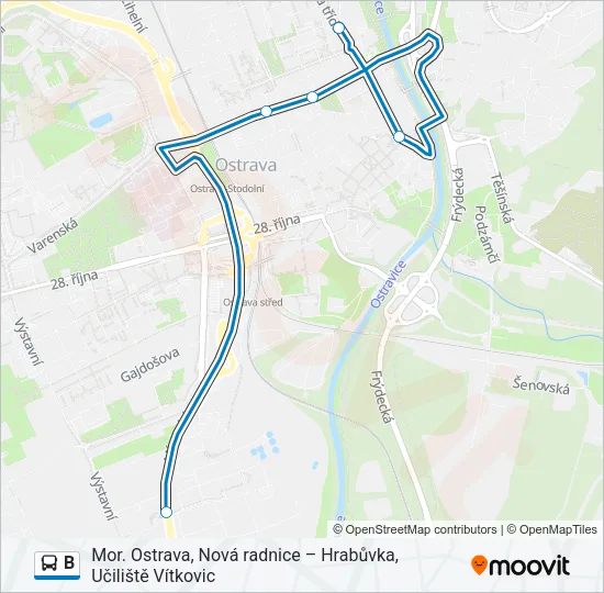 Автобус B: карта маршрута