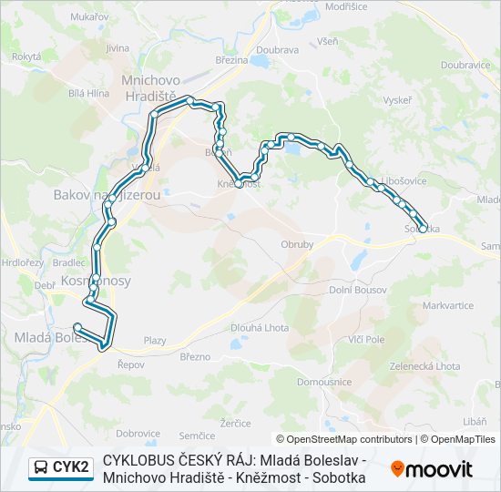 Автобус CYK2: карта маршрута