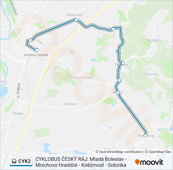 Автобус CYK2: карта маршрута