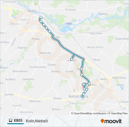 Автобус X805: карта маршрута