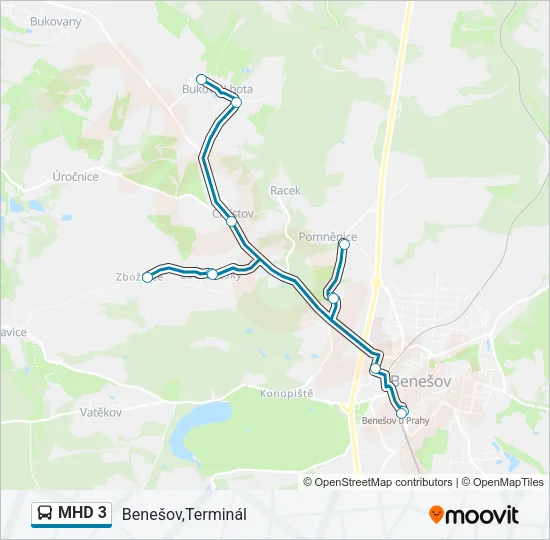 Автобус MHD 3: карта маршрута