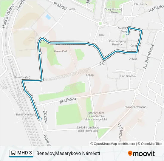 MHD 3 autobus Mapa linky