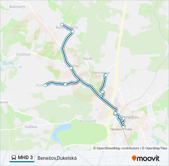 Автобус MHD 3: карта маршрута