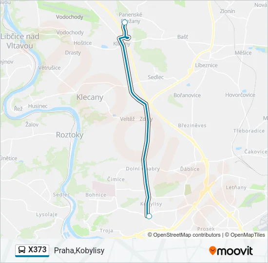 Автобус X373: карта маршрута