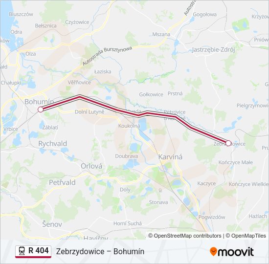 Поезд R 404: карта маршрута