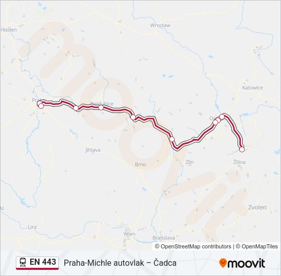 Поезд EN 443: карта маршрута