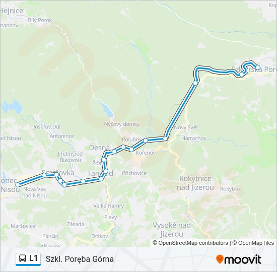Автобус L1: карта маршрута
