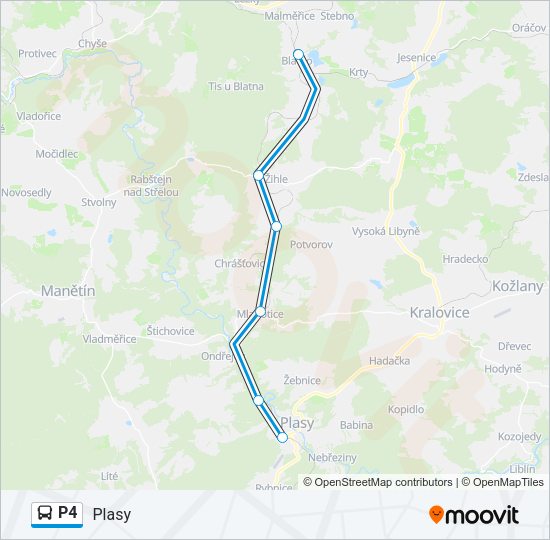 Автобус P4: карта маршрута