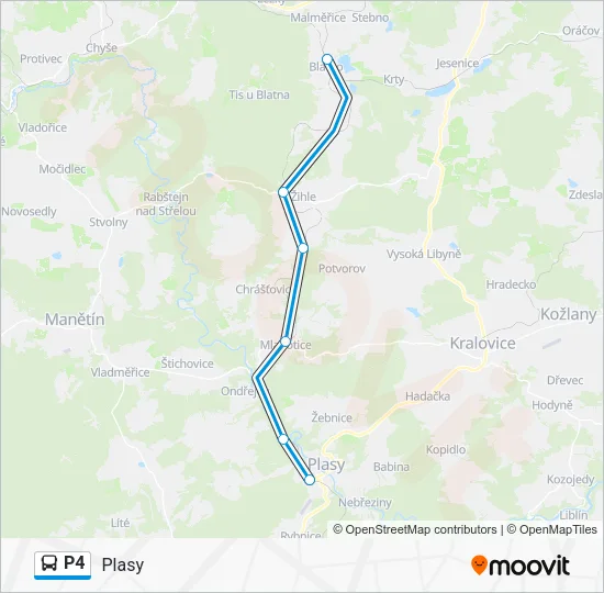 Автобус P4: карта маршрута