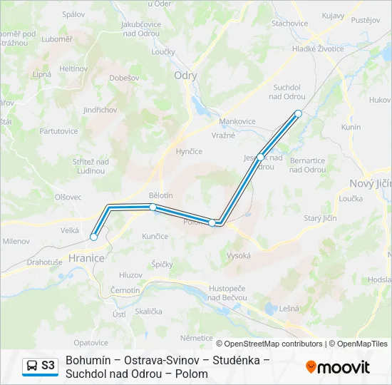 Автобус S3: карта маршрута