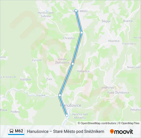 M62 Bus Line Map