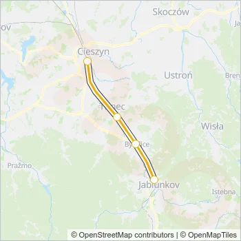 RJ 1006 Train Line Map
