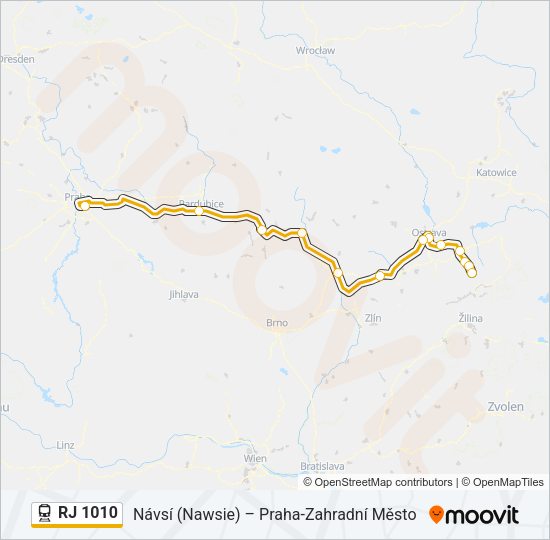 RJ 1010 Train Line Map