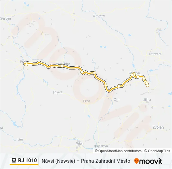 RJ 1010 Train Line Map