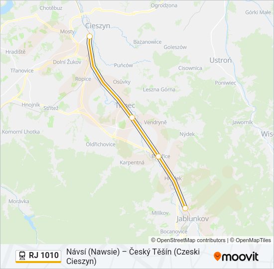 RJ 1010 Train Line Map
