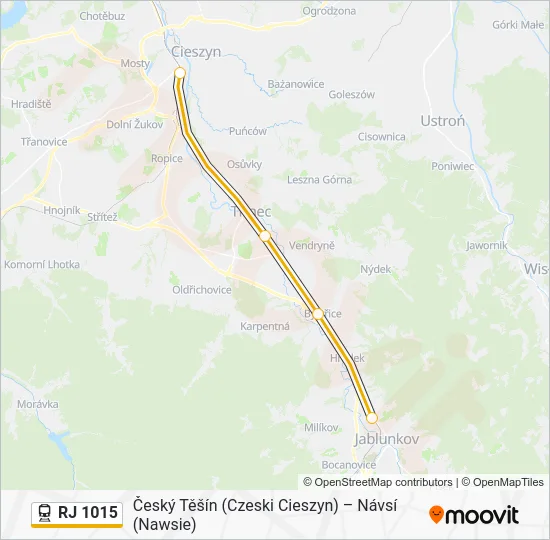 RJ 1015 Train Line Map