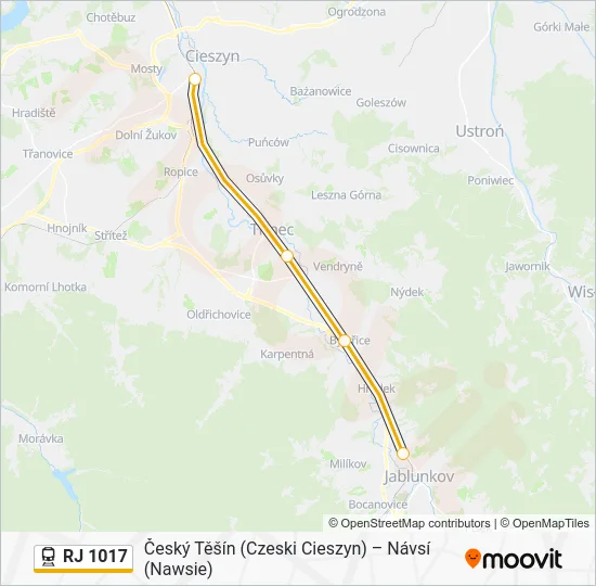 RJ 1017 Train Line Map