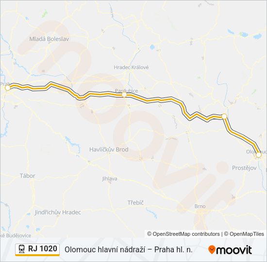 RJ 1020 Train Line Map