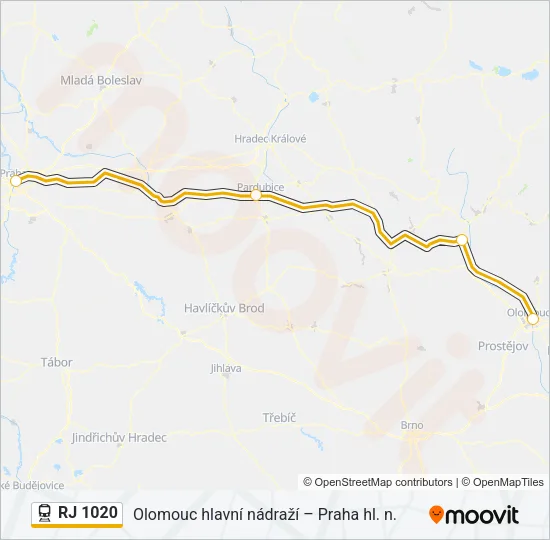 RJ 1020 Train Line Map