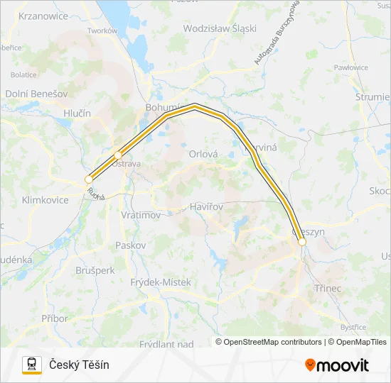 Поезд RJ 101015: карта маршрута