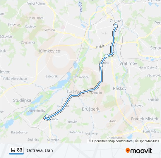 Автобус 83: карта маршрута