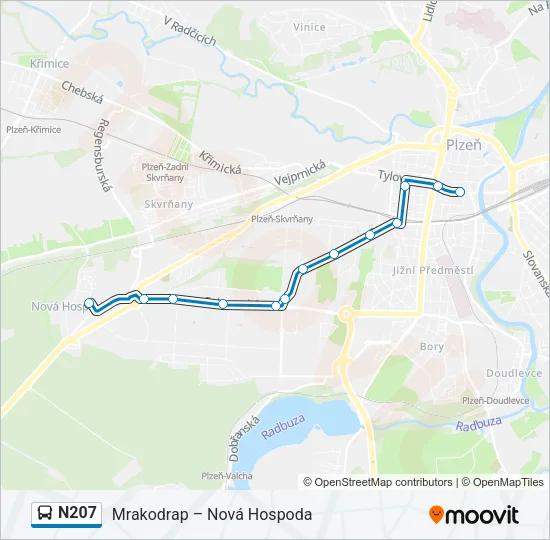 Автобус N207: карта маршрута