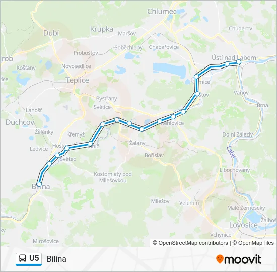 Автобус U5: карта маршрута