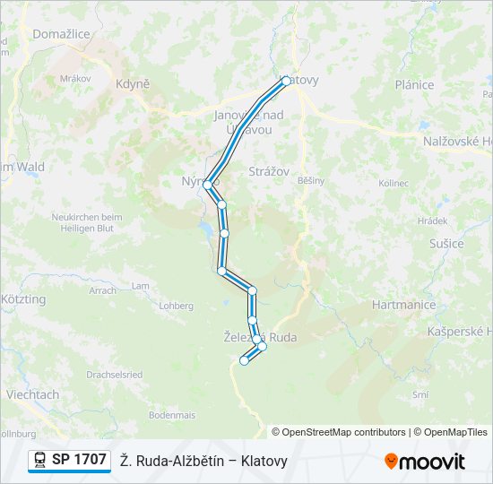 Поезд SP 1707: карта маршрута