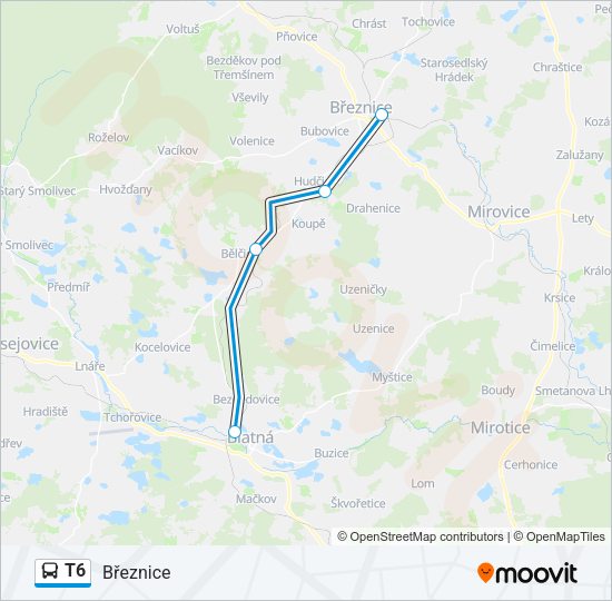 Автобус T6: карта маршрута