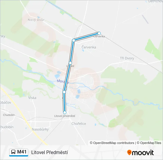 Автобус M41: карта маршрута
