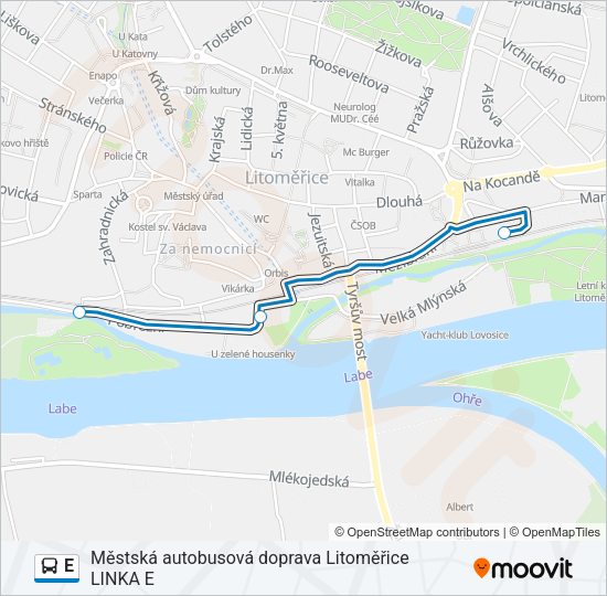 Автобус E: карта маршрута