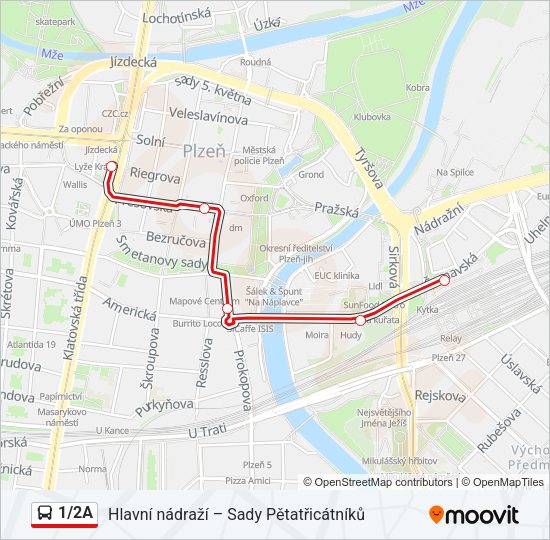 Автобус 1/2A: карта маршрута