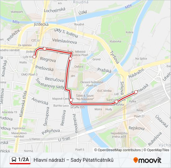 Автобус 1/2A: карта маршрута