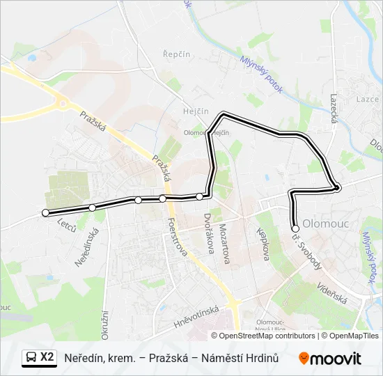 X2 Bus Line Map
