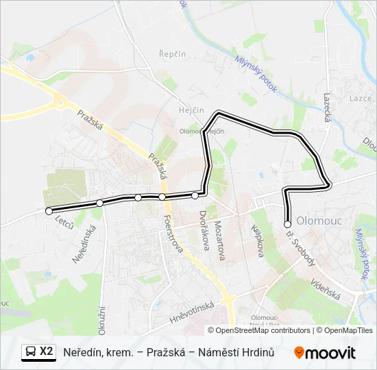 X2 Bus Line Map