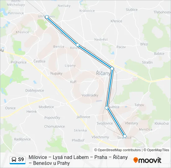 Автобус S9: карта маршрута