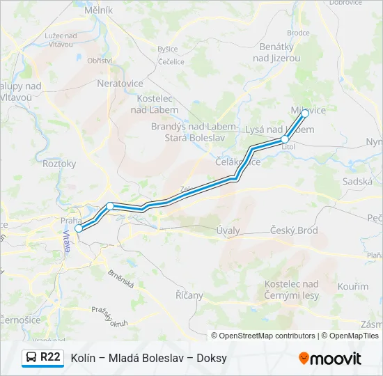 Автобус R22: карта маршрута