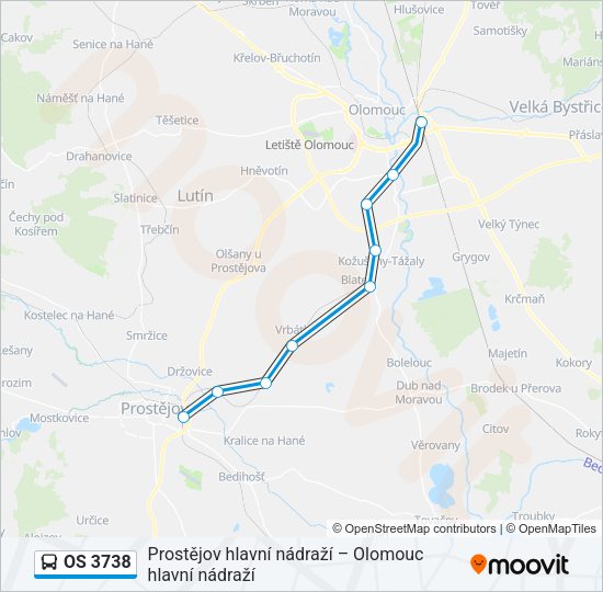Автобус OS 3738: карта маршрута