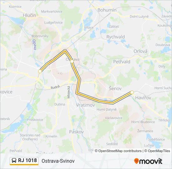 RJ 1018 autobus Mapa linky
