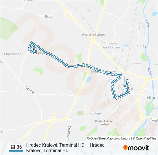 36 autobus Mapa linky