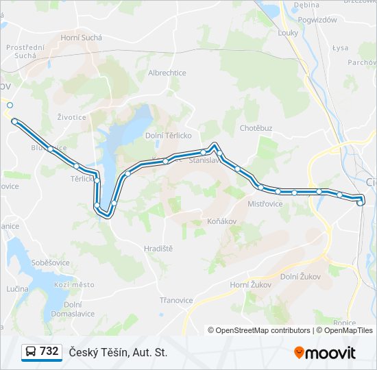 Автобус 732: карта маршрута