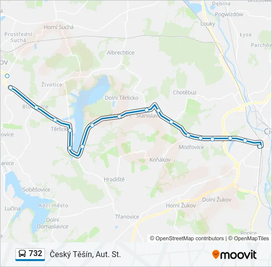 732 Bus Line Map
