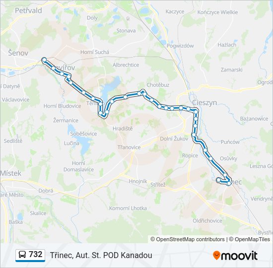Автобус 732: карта маршрута