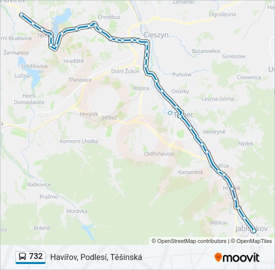 Автобус 732: карта маршрута