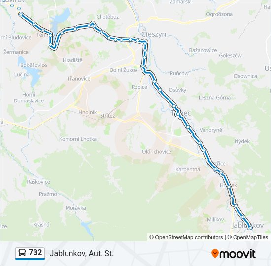 Автобус 732: карта маршрута