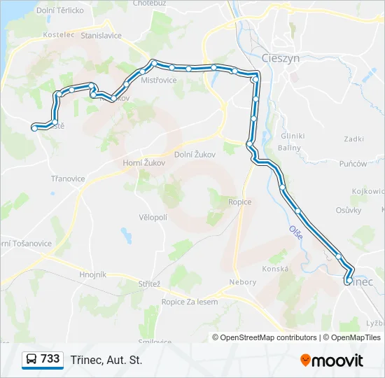 733 Bus Line Map